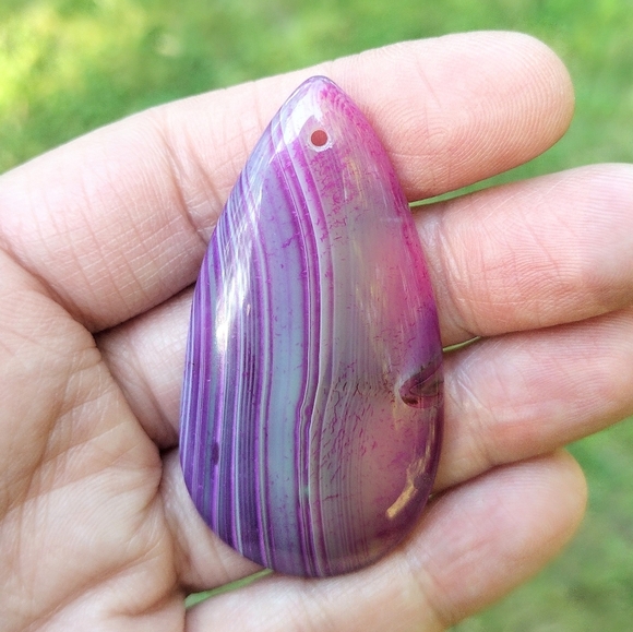 Purple Agate Teardrop Pendant Gemstone - Picture 1 of 2